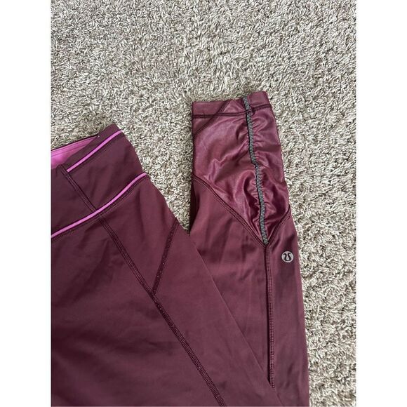 Lululemon Pace Oueen
Tight-Bordeaux Drama Workout Athletic 
Leggings Maroon 6 - Picture 7 of 9